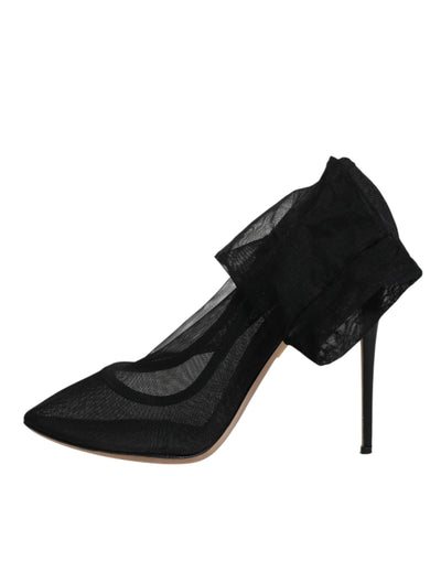 Bottes style chaussettes en maille de nylon noir Dolce &amp; Gabbana