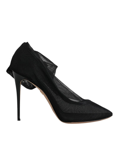 Bottes style chaussettes en maille de nylon noir Dolce &amp; Gabbana