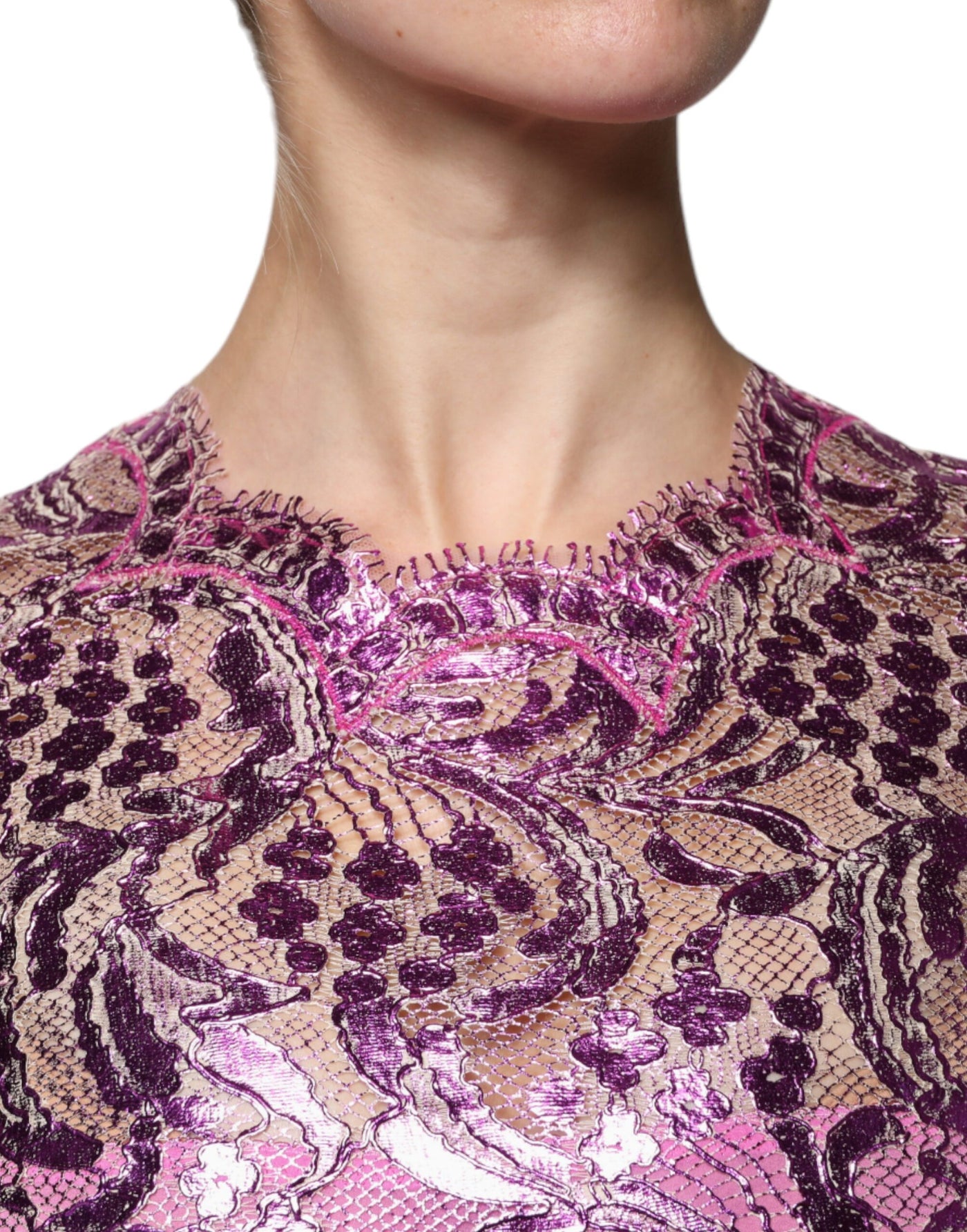 Dolce &amp; Gabbana Metallic Fuchsia Bloemen Mini-jurkje