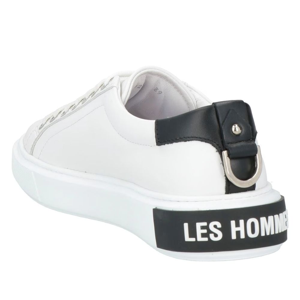 Les Hommes witte kalfsleren heren sneaker