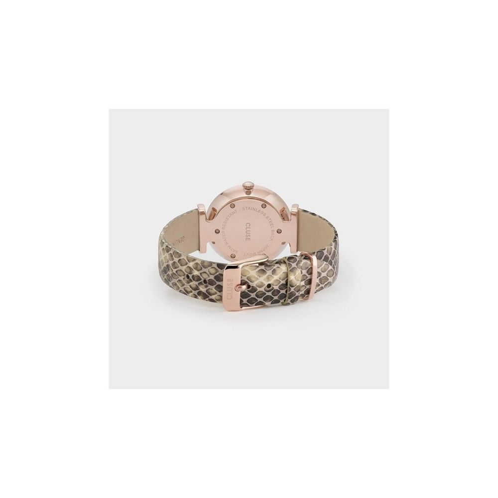 Cluse beige leren horloge