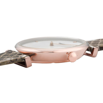 Cluse beige leren horloge