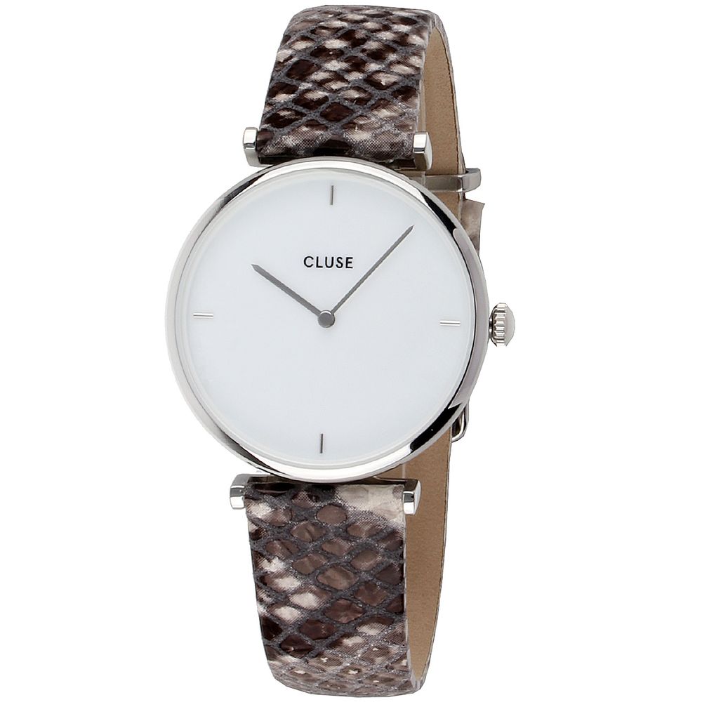 Cluse beige leren horloge