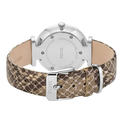 Cluse beige leren horloge