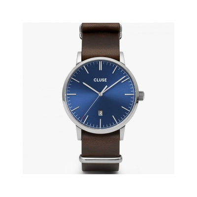 Cluse Bruin Leren Horloge