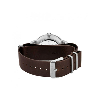 Cluse Bruin Leren Horloge