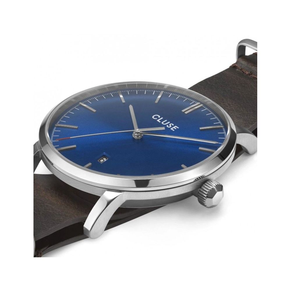 Cluse Bruin Leren Horloge