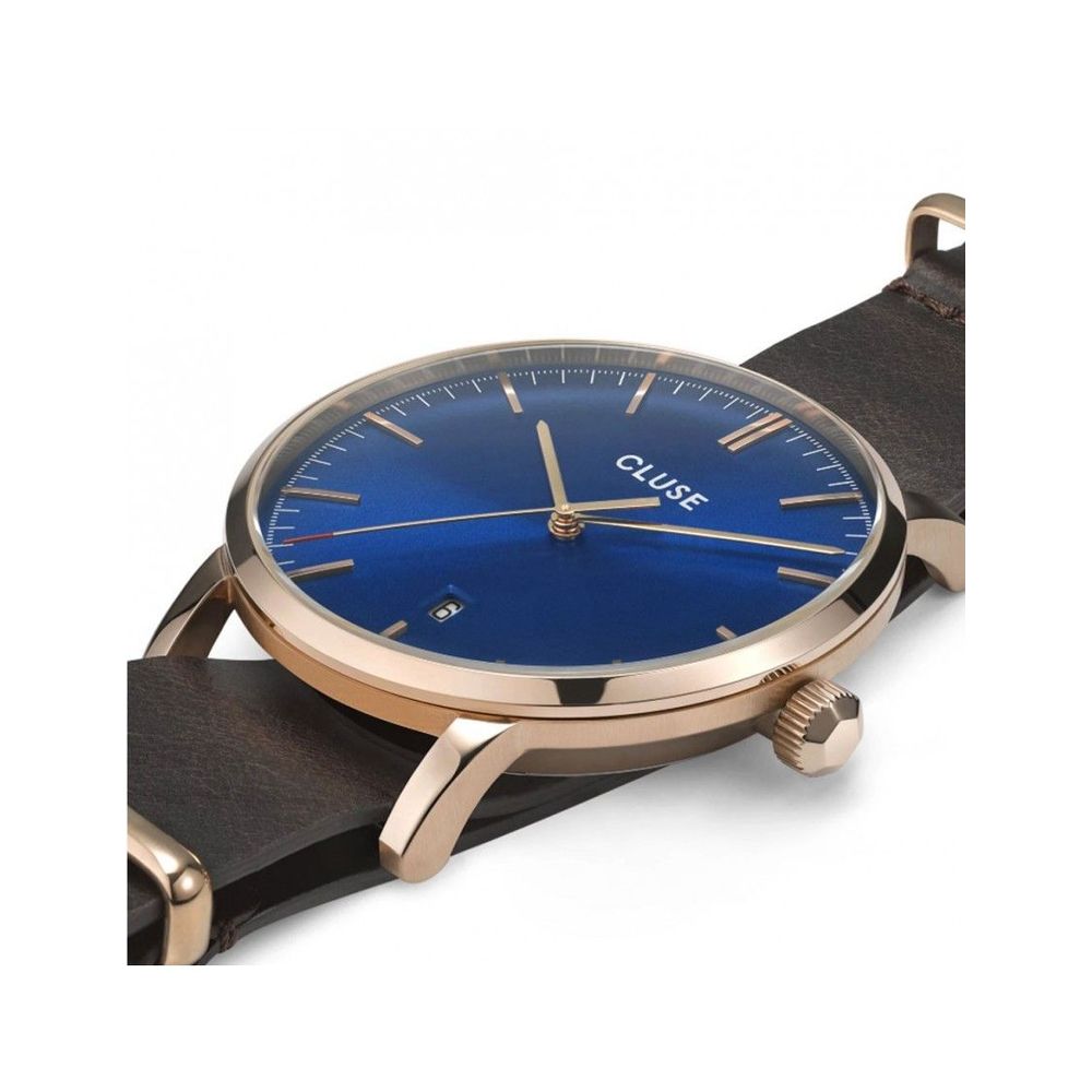 Cluse Bruin Leren Horloge
