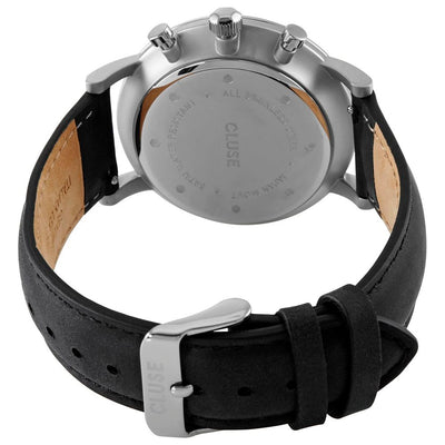 Cluse Zwart Leren Horloge