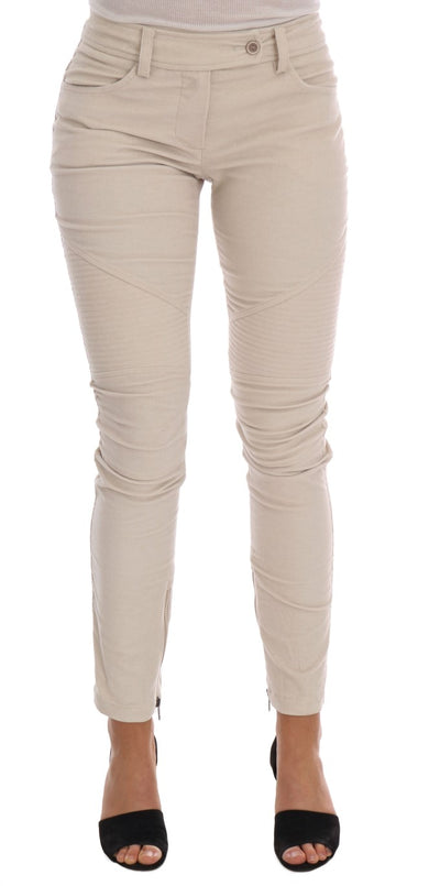 Ermanno Scervino Beige Slim Jeans Corduroy Skinny Broek
