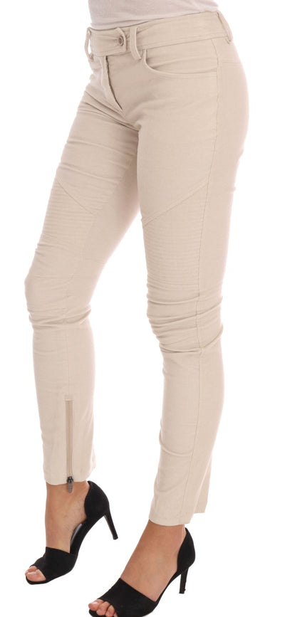 Ermanno Scervino Beige Slim Jeans Corduroy Skinny Broek