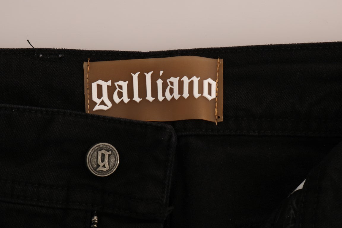 John Galliano Zwarte Katoenen Denim Stretch Regular Fit Jeans