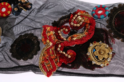Dolce &amp; Gabbana Zwarte Stretch Carretto Kristallen Sokken