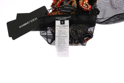 Dolce &amp; Gabbana Zwarte Stretch Carretto Kristallen Sokken