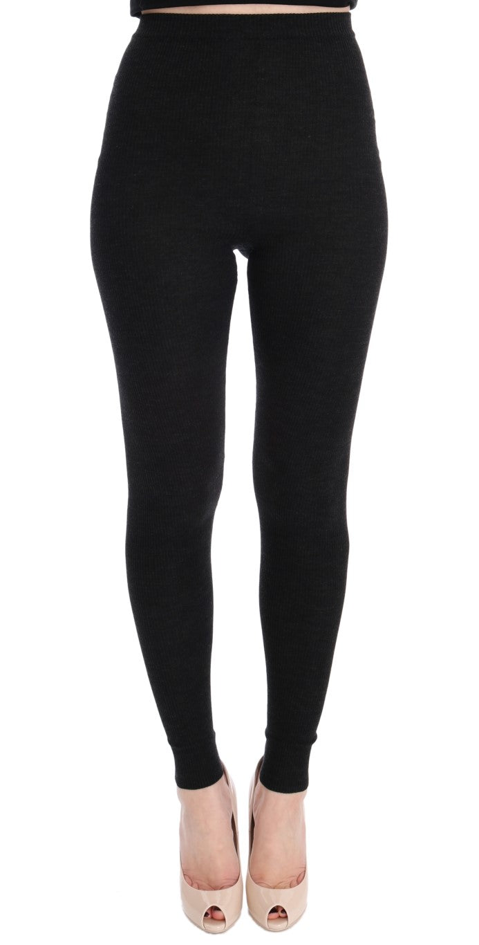 Collants extensibles en laine grise Dolce &amp; Gabbana