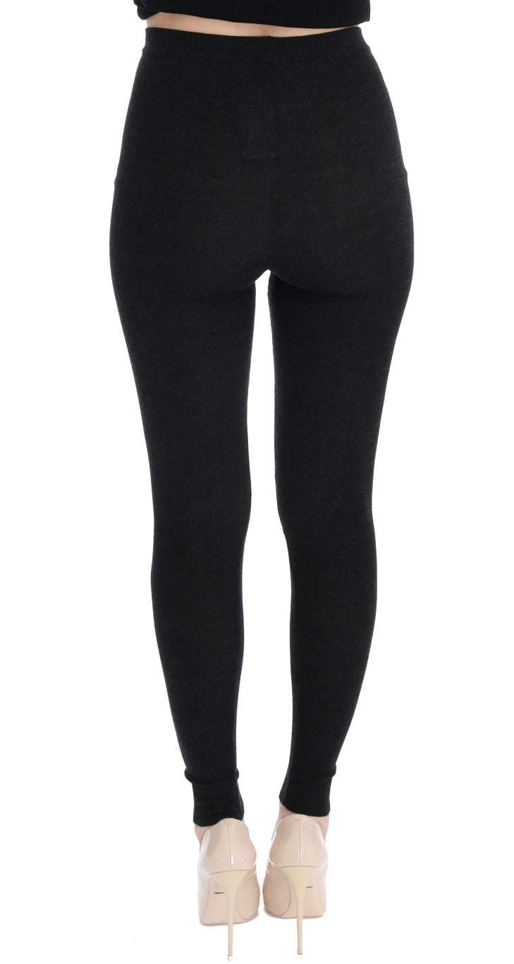 Collants extensibles en laine grise Dolce &amp; Gabbana