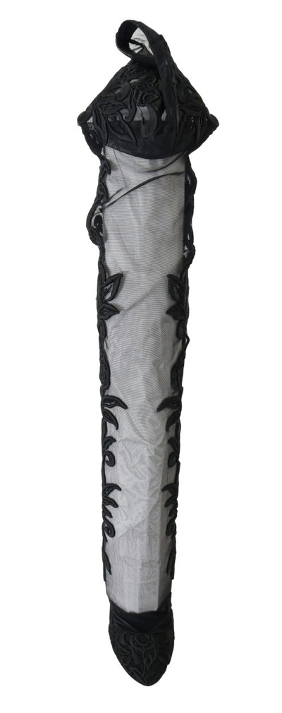 Bottes chaussettes noires brodées de fleurs Dolce &amp; Gabbana