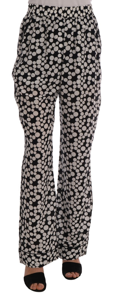 Dolce &amp; Gabbana Zwart Wit Polka Dottes Zijden Broek