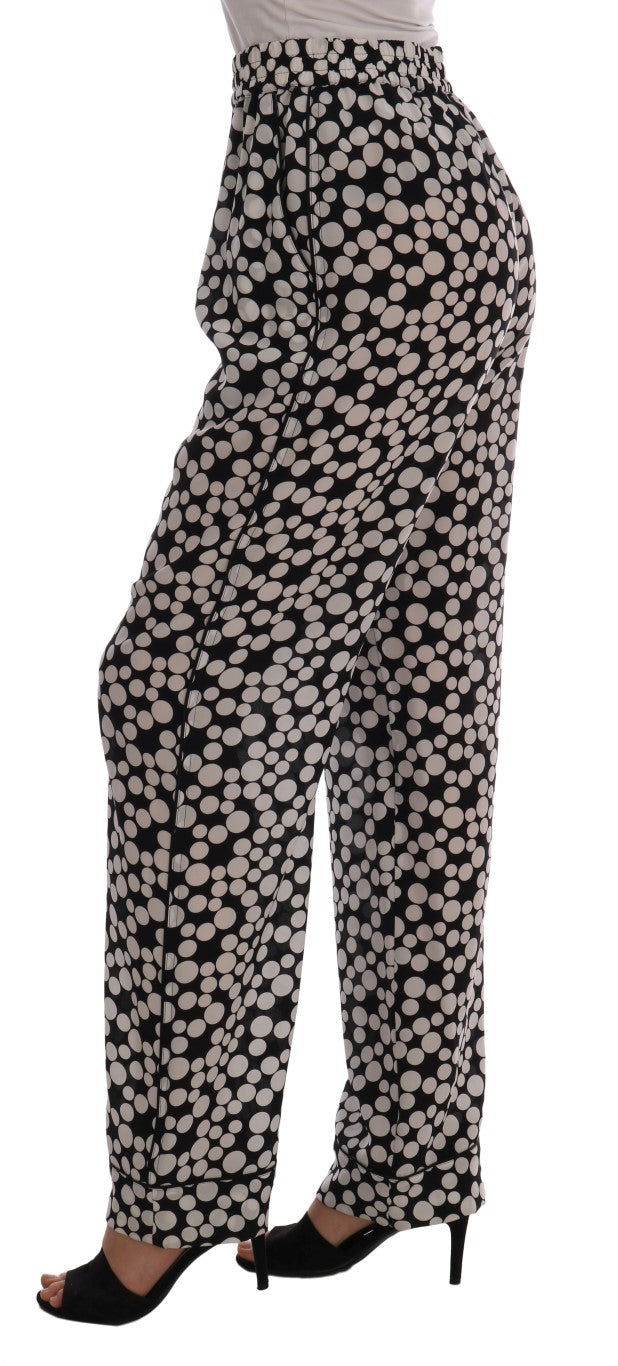 Dolce &amp; Gabbana Zwart Wit Polka Dottes Zijden Broek