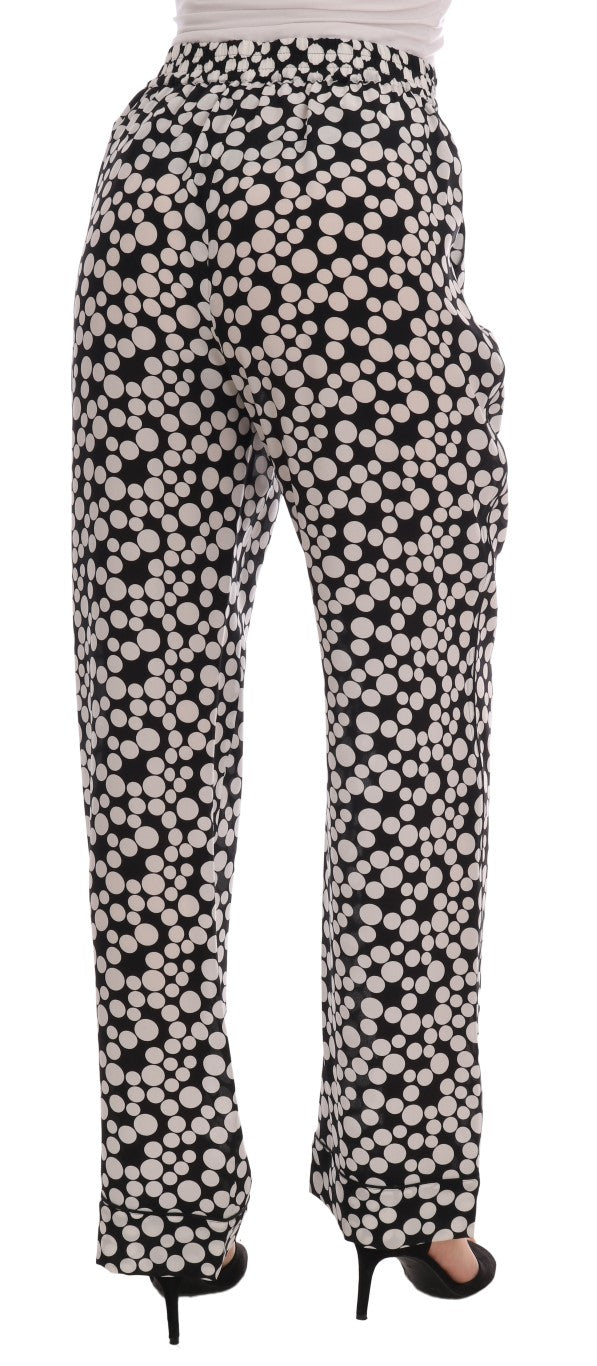 Dolce &amp; Gabbana Zwart Wit Polka Dottes Zijden Broek