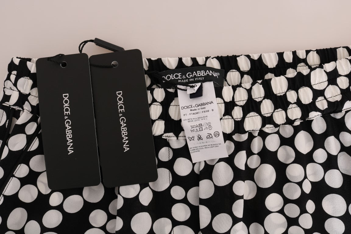 Dolce &amp; Gabbana Zwart Wit Polka Dottes Zijden Broek