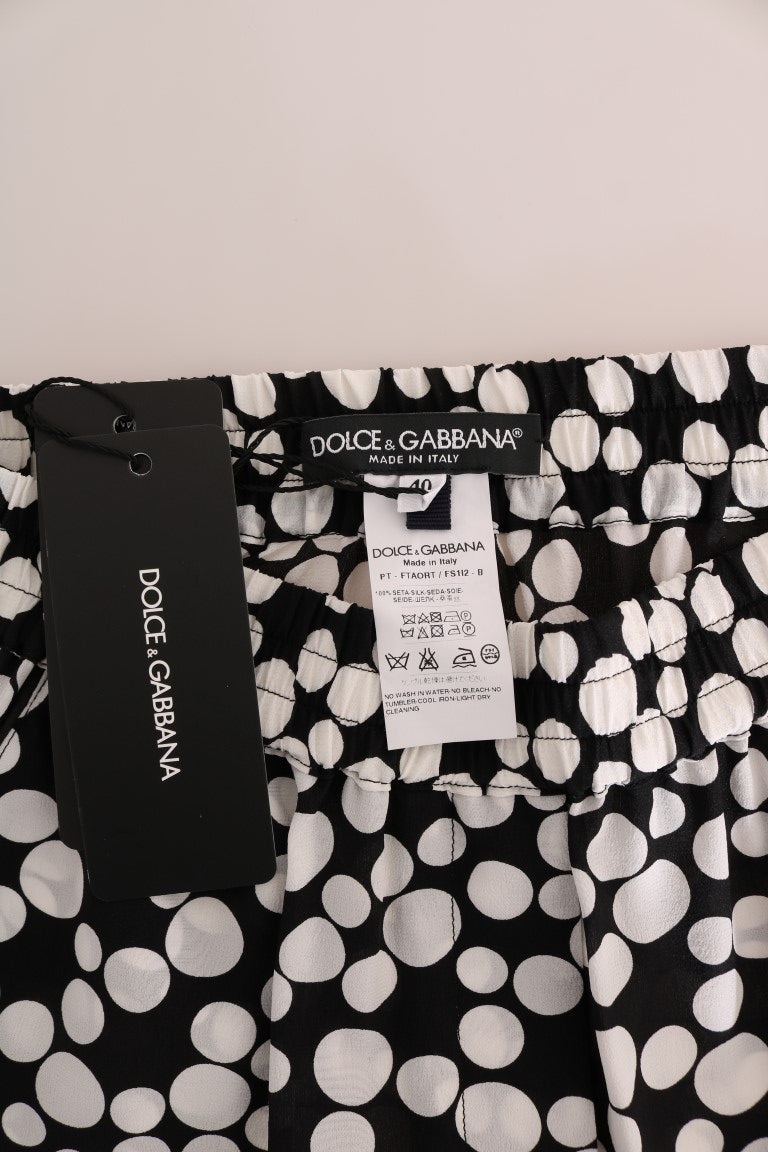 Dolce &amp; Gabbana Zwart Wit Polka Dottes Zijden Broek