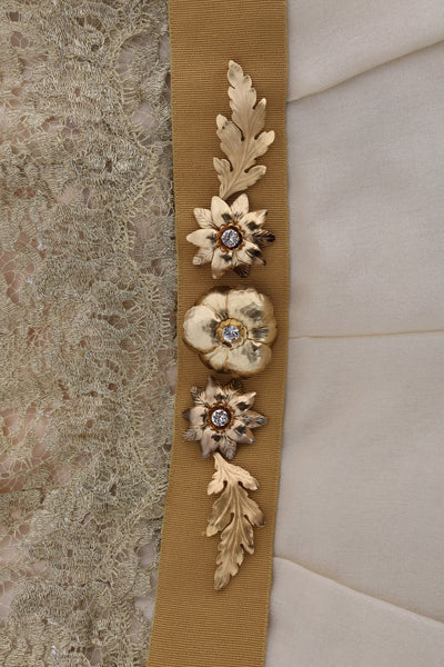 Dolce & Gabbana Gold Silk Crystal Embellished Dress