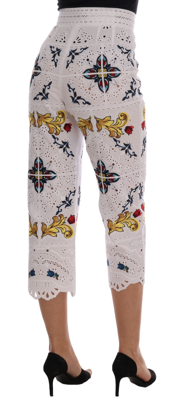 Dolce &amp; Gabbana veelkleurige majolica uitgesneden capribroek