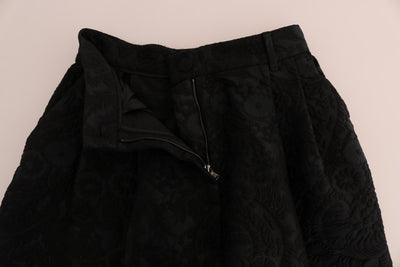 Short capri taille haute en brocart noir Dolce &amp; Gabbana