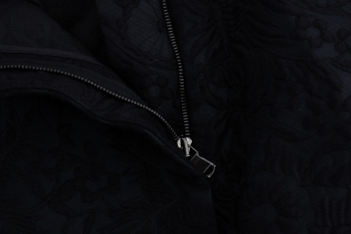 Short capri taille haute en brocart noir Dolce &amp; Gabbana
