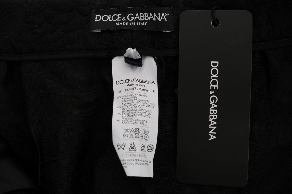 Short capri taille haute en brocart noir Dolce &amp; Gabbana