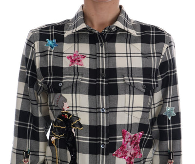 Chemise Dolce &amp; Gabbana noire et blanche à cristaux Fairy Tale