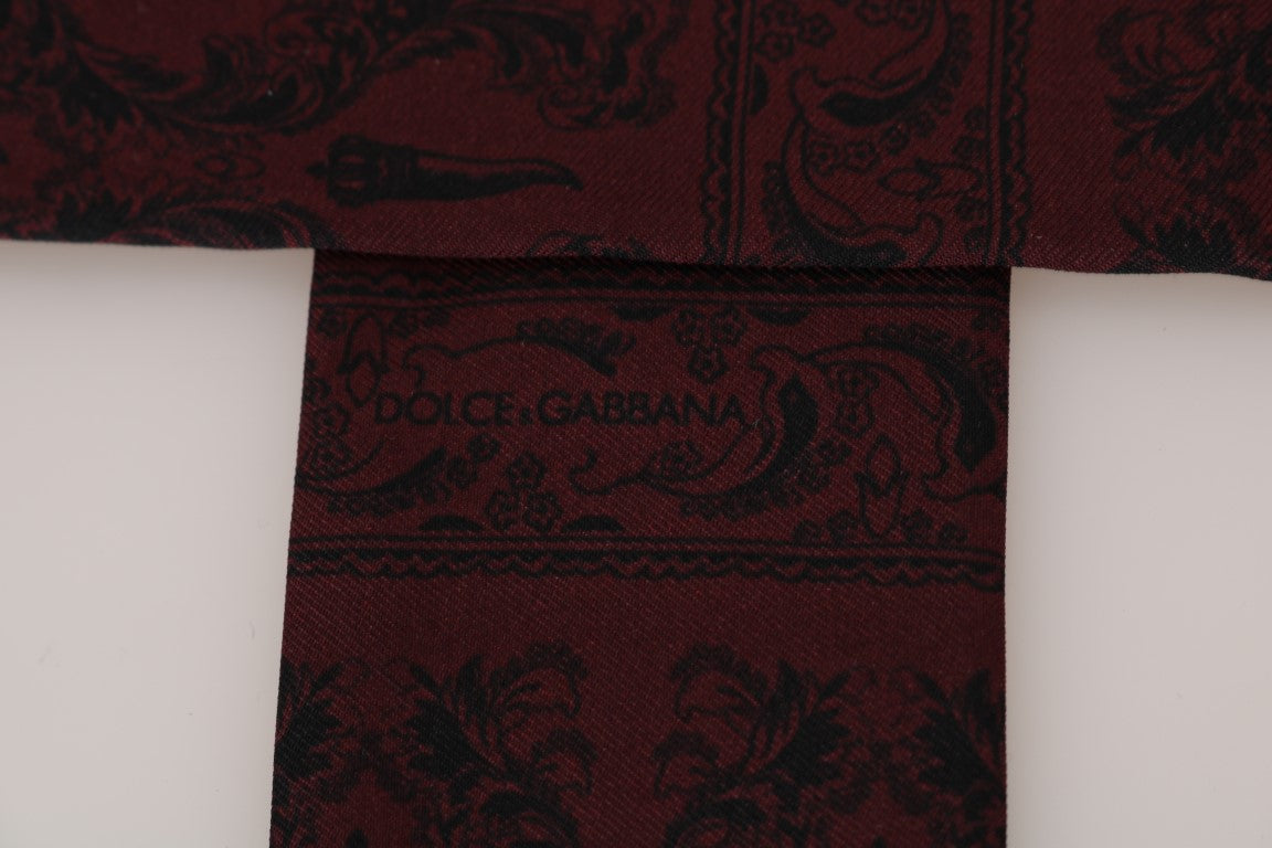 Foulard en soie bordeaux Dolce &amp; Gabbana Crown Chili