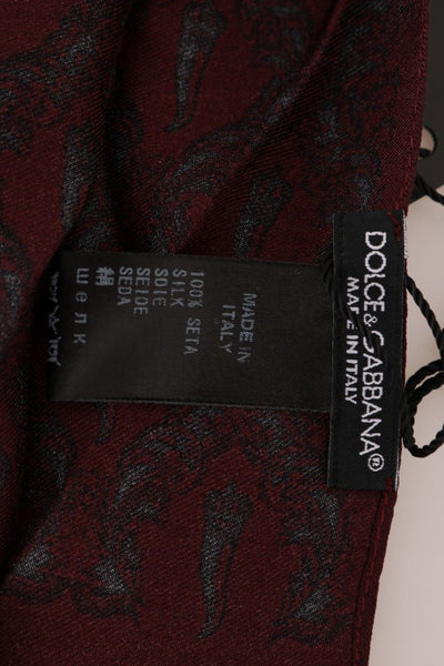 Foulard en soie bordeaux Dolce &amp; Gabbana Crown Chili