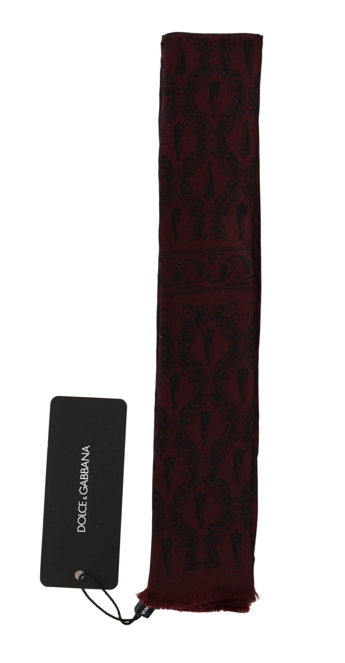 Foulard en soie bordeaux Dolce &amp; Gabbana Crown Chili