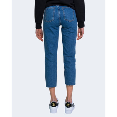 Jean mom en coton bleu uniquement