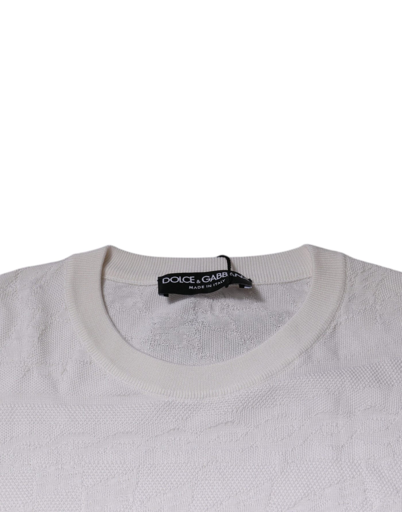 Dolce &amp; Gabbana Witte Zijden Ronde Hals Heren Pullover Trui