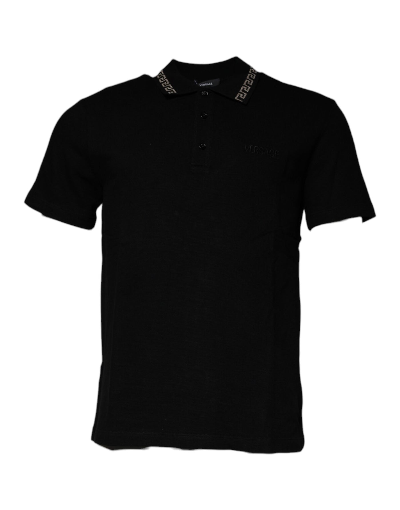 Polo à manches courtes en viscose noire Versace