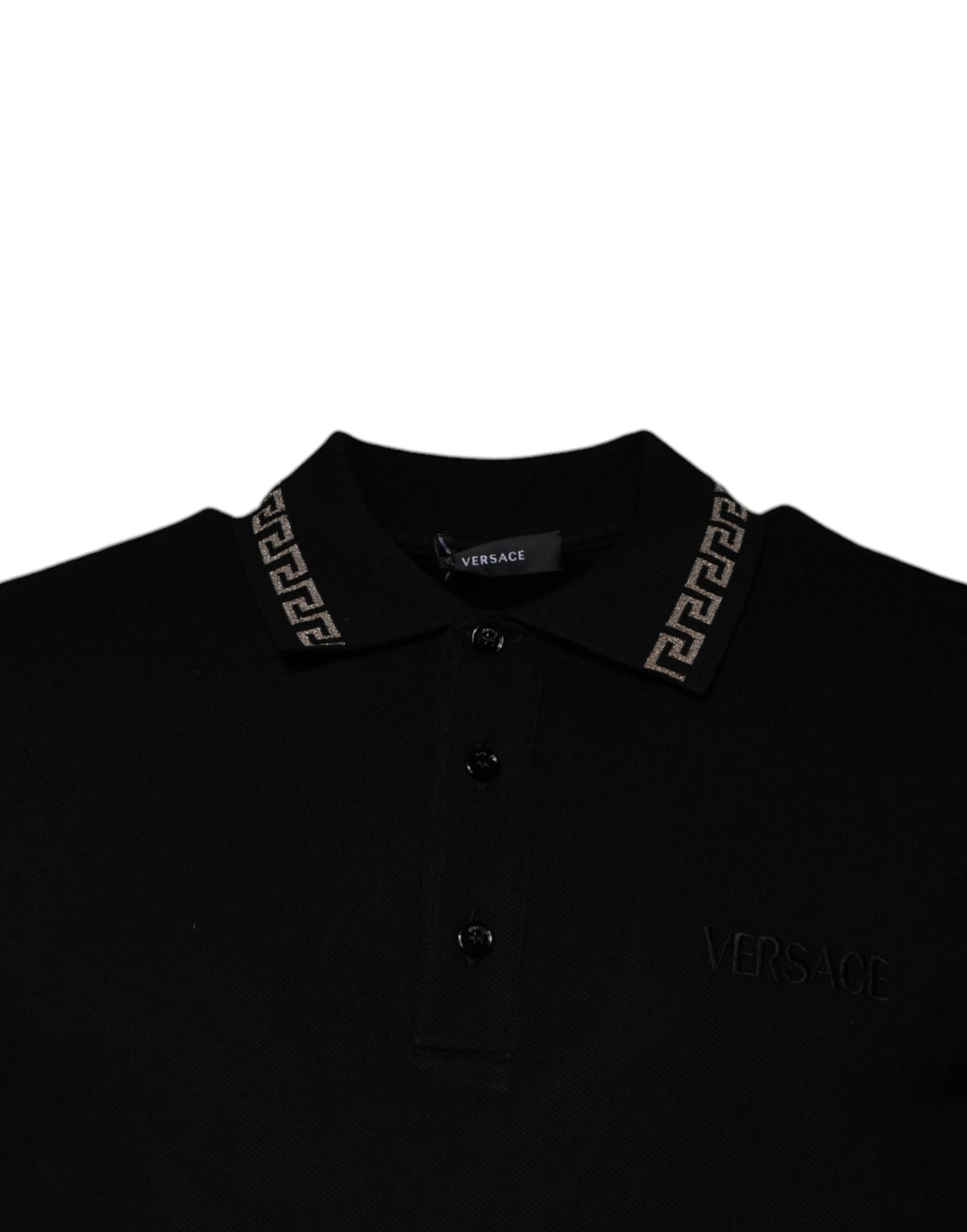 Polo à manches courtes en viscose noire Versace