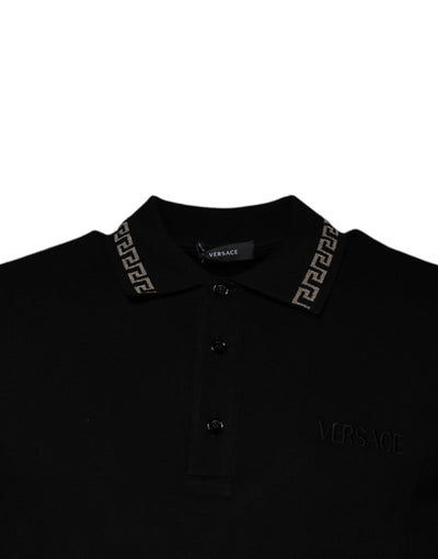 Polo à manches courtes en viscose noire Versace