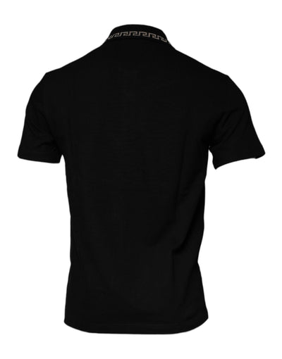 Polo à manches courtes en viscose noire Versace