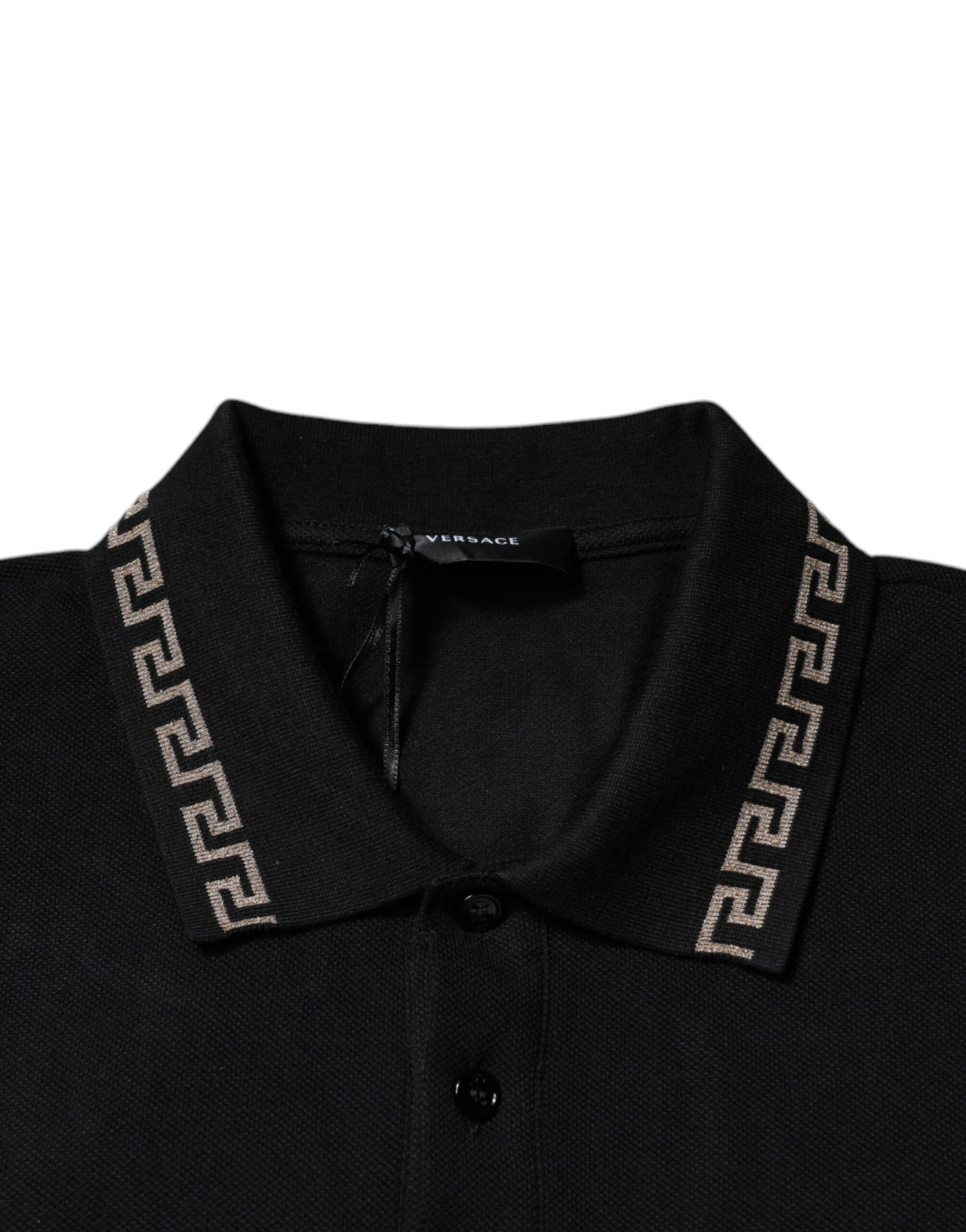 Polo à manches courtes en viscose noire Versace