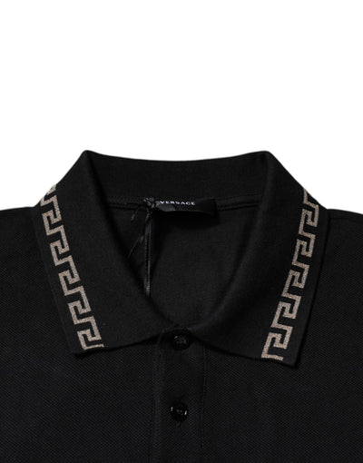 Polo à manches courtes en viscose noire Versace