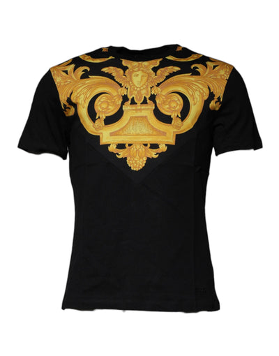 Versace Zwart Medusa Print Katoenen T-shirt met Ronde Hals