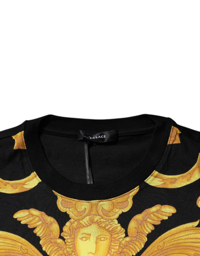 Versace Zwart Medusa Print Katoenen T-shirt met Ronde Hals