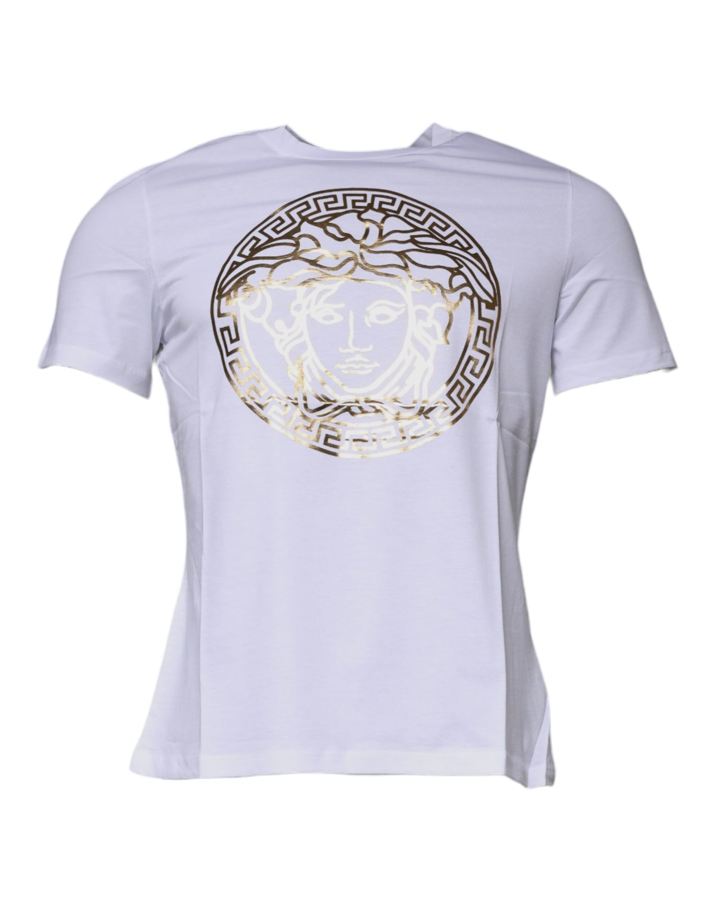 Versace Wit Medusa Print Katoenen T-shirt met Ronde Hals