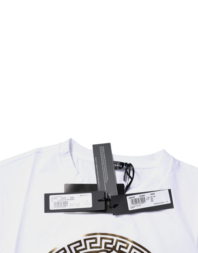Versace Wit Medusa Print Katoenen T-shirt met Ronde Hals