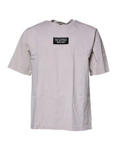 Dolce &amp; Gabbana Beige DG Logo Crew Neck T-shirt met korte mouwen