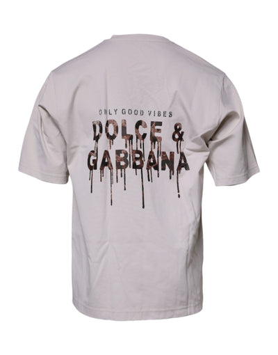 Dolce &amp; Gabbana Beige DG Logo Crew Neck T-shirt met korte mouwen