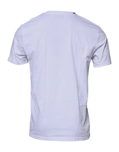 Dolce &amp; Gabbana Wit Rood Luipaard Katoenen T-shirt met Ronde Hals